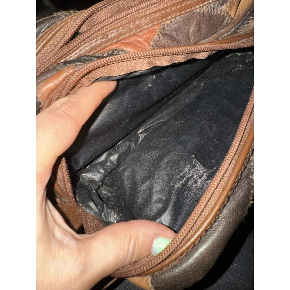 Vintage Leather Patchwork Travel Toiletry Bag Kit Men Case Multi Compartments
